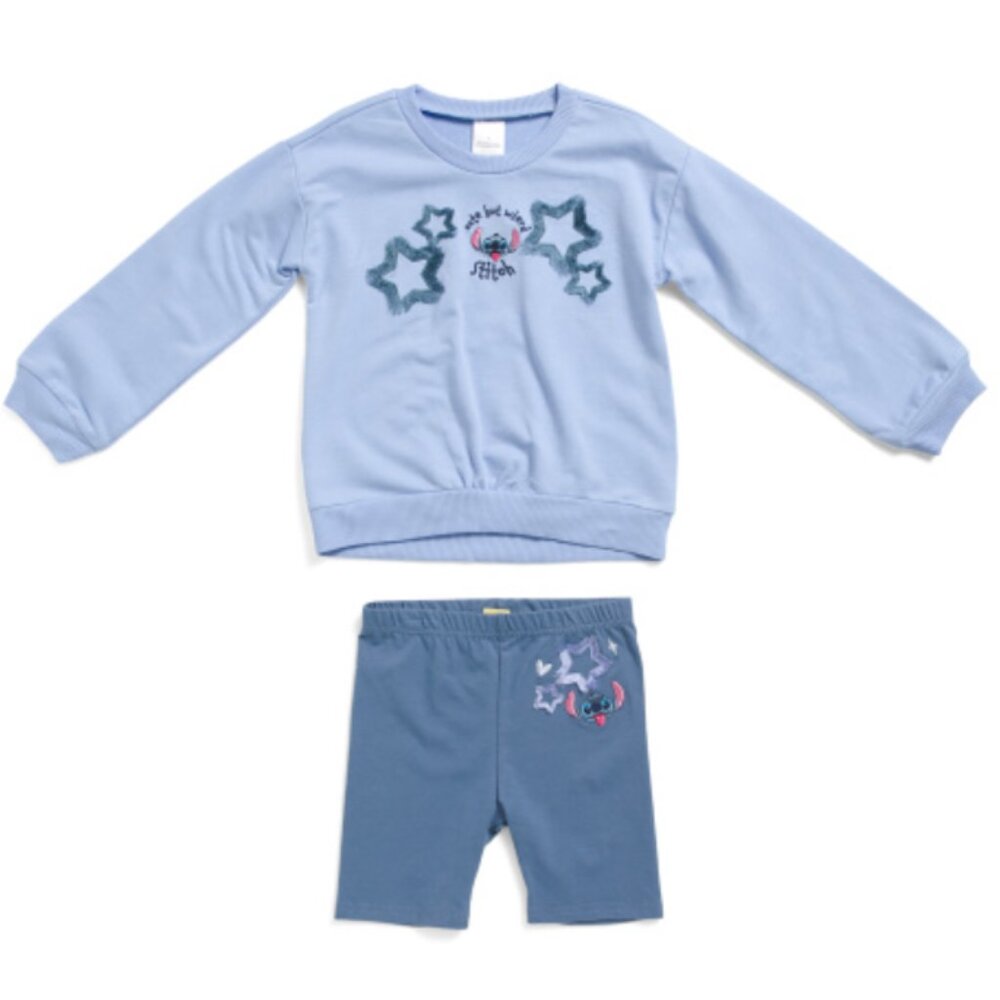 NWT STITCH Little Girls 2pc Crew Neck Sweater And Matching Biker Shorts Set